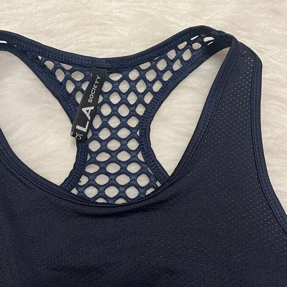 Navy Blue Sports Bra with Mesh Back